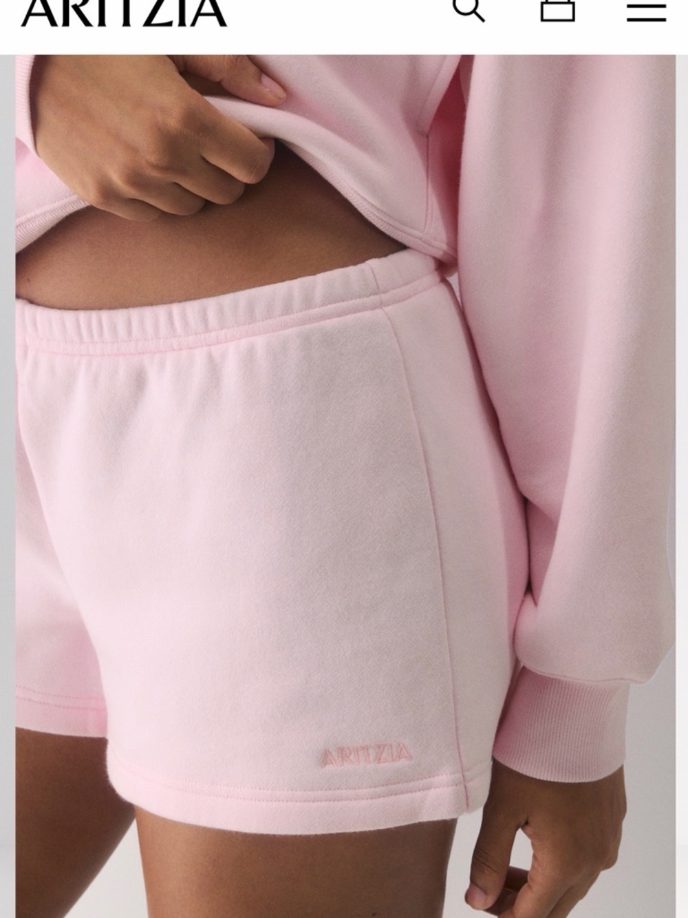 Aritzia villa pink sweatfleece shorts boyfriend fit